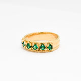 Stunning 18k Gold Vermeil Emerald Ring featuring a round created green emerald, a perfect May gift for any occasion.