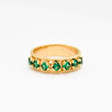 Created Emerald Ring made in 18k Gold Vermeil with Round Created Green Emerald in Channel-Set setting, May Birthstone gift idea, symbolizes, ideal for everyday wear and perfect for birthday gifting and special occasions.