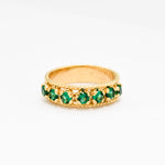 Created Emerald Ring made in 18k Gold Vermeil with Round Created Green Emerald in Channel-Set setting, May Birthstone gift idea, symbolizes, ideal for everyday wear and perfect for birthday gifting and special occasions.