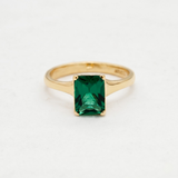 Stunning 18k Gold Vermeil Emerald Ring with a created emerald, perfect as a thoughtful May birthday gift or special occasion jewel.