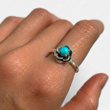 Flower Turquoise Ring - Blue Rose Ring - December Birthday Gift