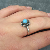 Flower Turquoise Ring - Blue Rose Ring - December Birthday Gift