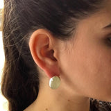 Prehnite Earrings - Statement Prehnite Earrings - Heavy Prehnite Earrings