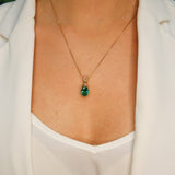 Gold Emerald Pendant - Vintage Emerald Necklace - Green Boho Necklace