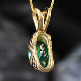 Gold Emerald Pendant - Vintage Emerald Necklace - Green Boho Necklace