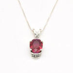 Created Ruby Pendant made in 925 Sterling Silver with Oval Created Red Ruby in Solitaire setting, July Birthstone gift idea, symbolizes nobility, purity, and passion, ideal for everyday wear and perfect for birthday gifting and special occasions.