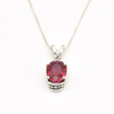 Created Ruby Pendant made in 925 Sterling Silver with Oval Created Red Ruby in Solitaire setting, July Birthstone gift idea, symbolizes nobility, purity, and passion, ideal for everyday wear and perfect for birthday gifting and special occasions.