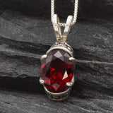 Elegant Ruby Pendant in 925 Sterling Silver, featuring an Oval Created Red Ruby, perfect for birthdays and special occasions.