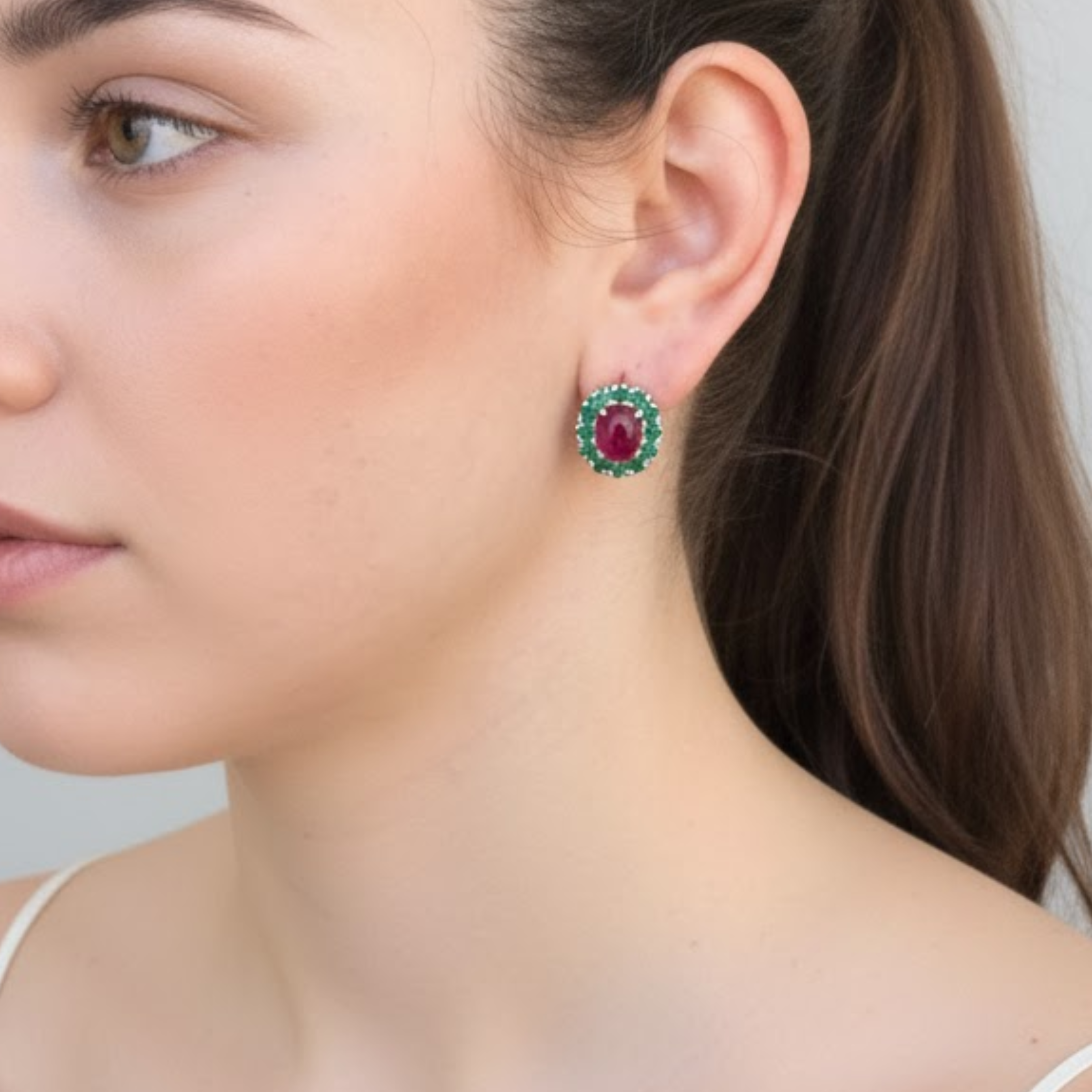 Elegant Ruby Earrings in 925 Sterling Silver, featuring oval red rubies, perfect for birthdays and special occasions.