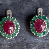 Ruby Earrings, Emerald Earrings, Natural Ruby, Natural Emerald, Vintage Earrings, May Birthstone, July Birthstone, Victorian Earrings, Ruby