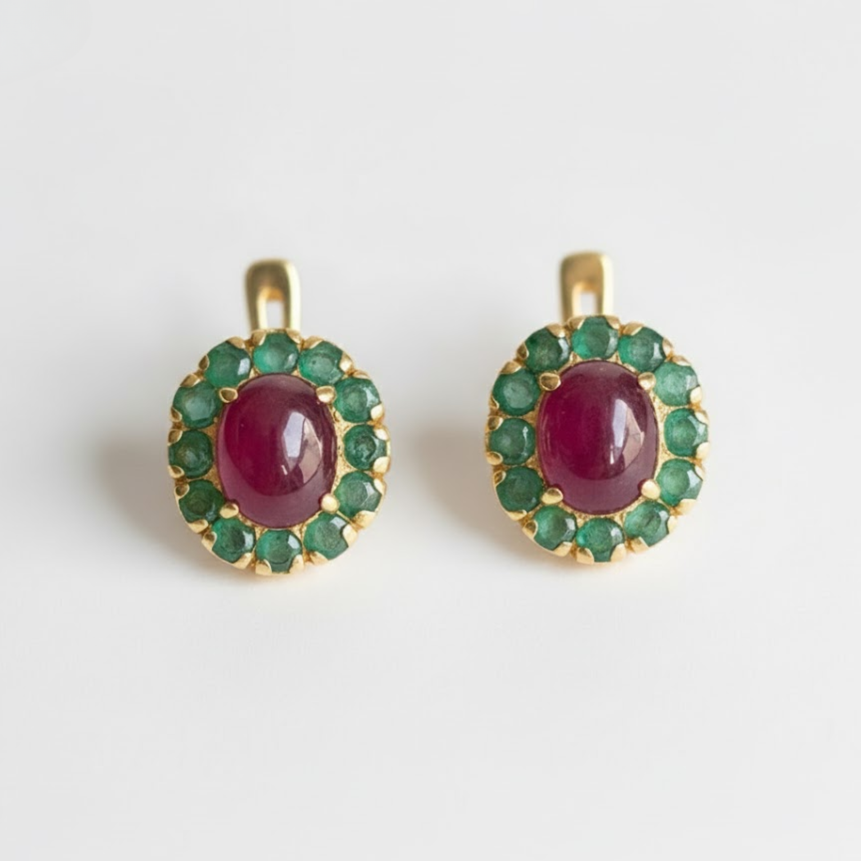 Natural Ruby Earrings made in 18k Gold Vermeil with Oval Natural Red Ruby in Halo setting, July Birthstone gift idea, symbolizes nobility, purity, and passion, ideal for everyday wear and perfect for birthday gifting and special occasions.