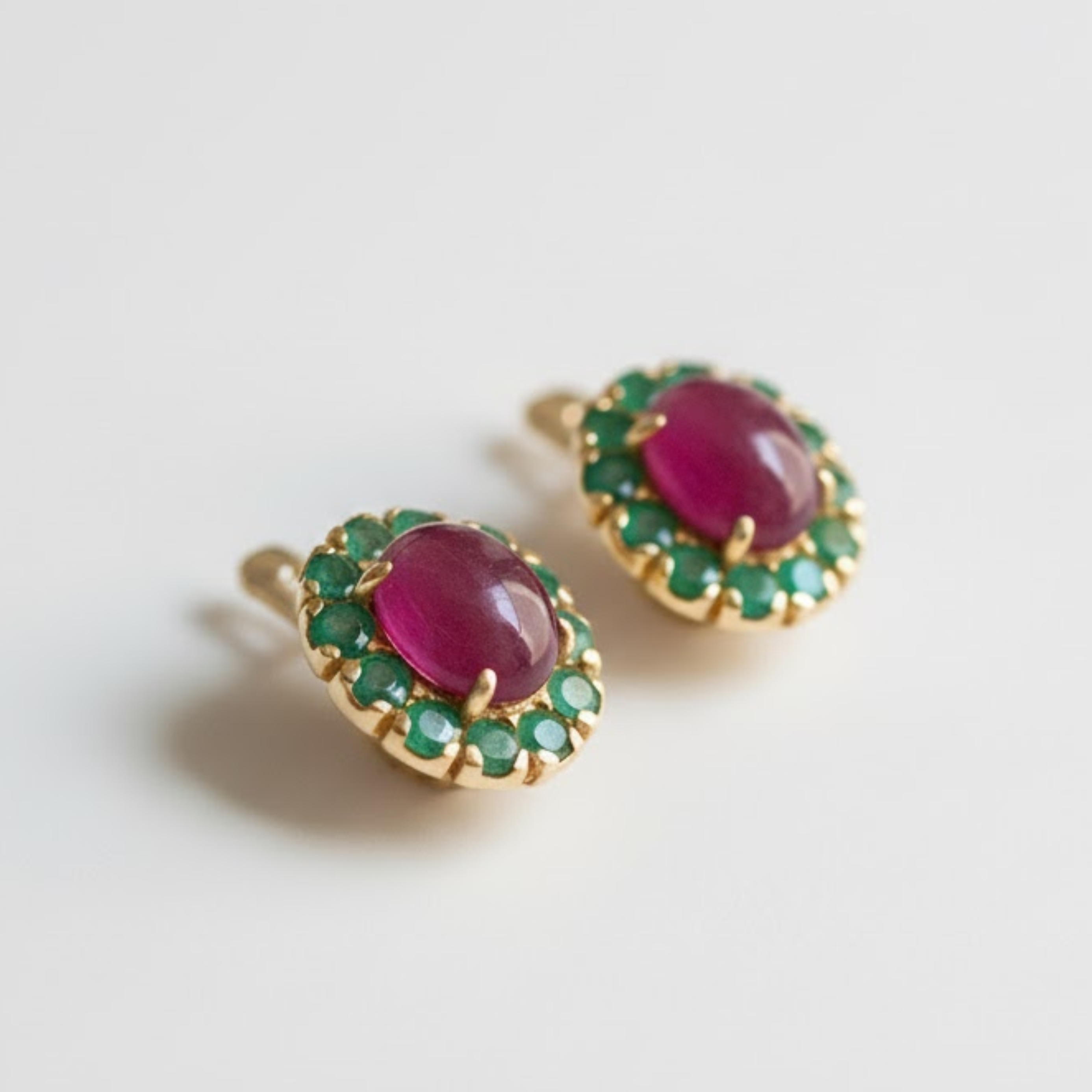 Gorgeous 18k Gold Vermeil Earrings featuring Oval Natural Ruby, a timeless July Birthstone perfect for everyday elegance.