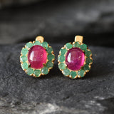 Ruby Earrings, Emerald Earrings, Natural Ruby, Natural Emerald, Vintage Earrings, May Birthstone, July Birthstone, Victorian Earrings, Ruby(1)