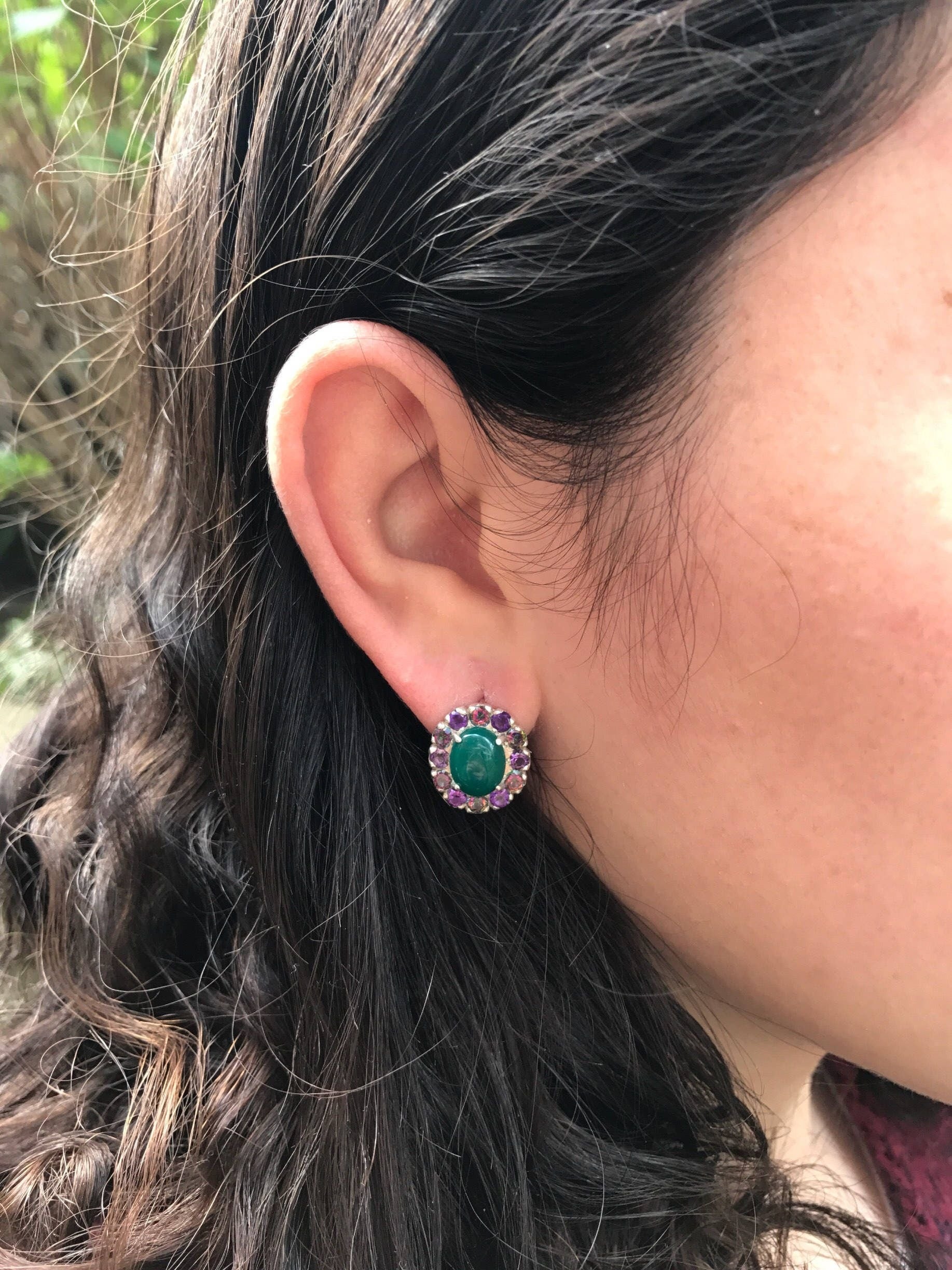 Ruby Earrings, Emerald Earrings, Natural Ruby, Natural Emerald, Vintage Earrings, May Birthstone, July Birthstone, Victorian Earrings, Ruby(1)