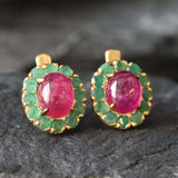 Ruby Earrings, Emerald Earrings, Natural Ruby, Natural Emerald, Vintage Earrings, May Birthstone, July Birthstone, Victorian Earrings, Ruby(1)