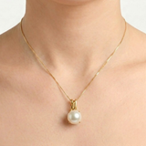 White Pearl Pendant - Natural White Pearl Necklace, Gold Pearl Pendant