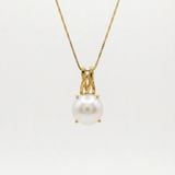 White Pearl Necklace - Genuine Pearl Necklace -  White Vintage Pendant