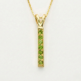 Chrome Diopside Pendant - Gold Vertical Necklace - Green Bar Necklace