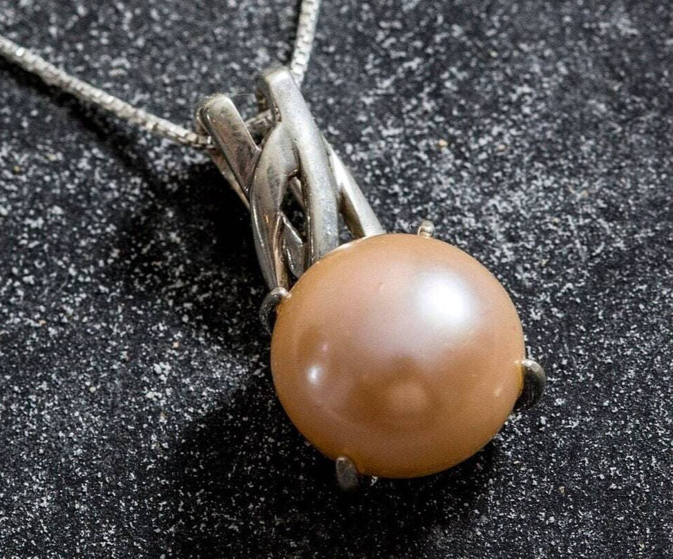 Beige Pearl Pendant,  Natural Pearl, Beige Pearl, June Birthstone, Real Pearl Pendant, Vintage Pendant, Beige Pendant, Silver Pendant, Pearl