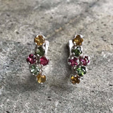 Tourmaline Earrings - Colorful Dainty Earrings - Vintage Multistone Earrings