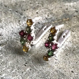 Tourmaline Earrings - Colorful Dainty Earrings - Vintage Multistone Earrings