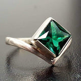 Square Emerald Ring - Green Asymmetric Ring - Vintage Square Ring