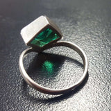 Square Emerald Ring - Green Asymmetric Ring - Vintage Square Ring