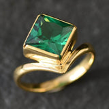 Gold Emerald Ring - Vintage Emerald Ring, May Birthstone Ring