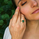 Gold Emerald Ring - Vintage Emerald Ring, May Birthstone Ring