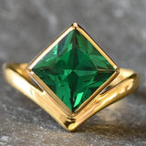 Gold Emerald Ring - Vintage Emerald Ring, May Birthstone Ring