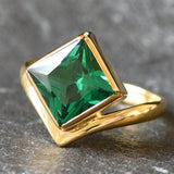 Gold Emerald Ring - Vintage Emerald Ring, May Birthstone Ring