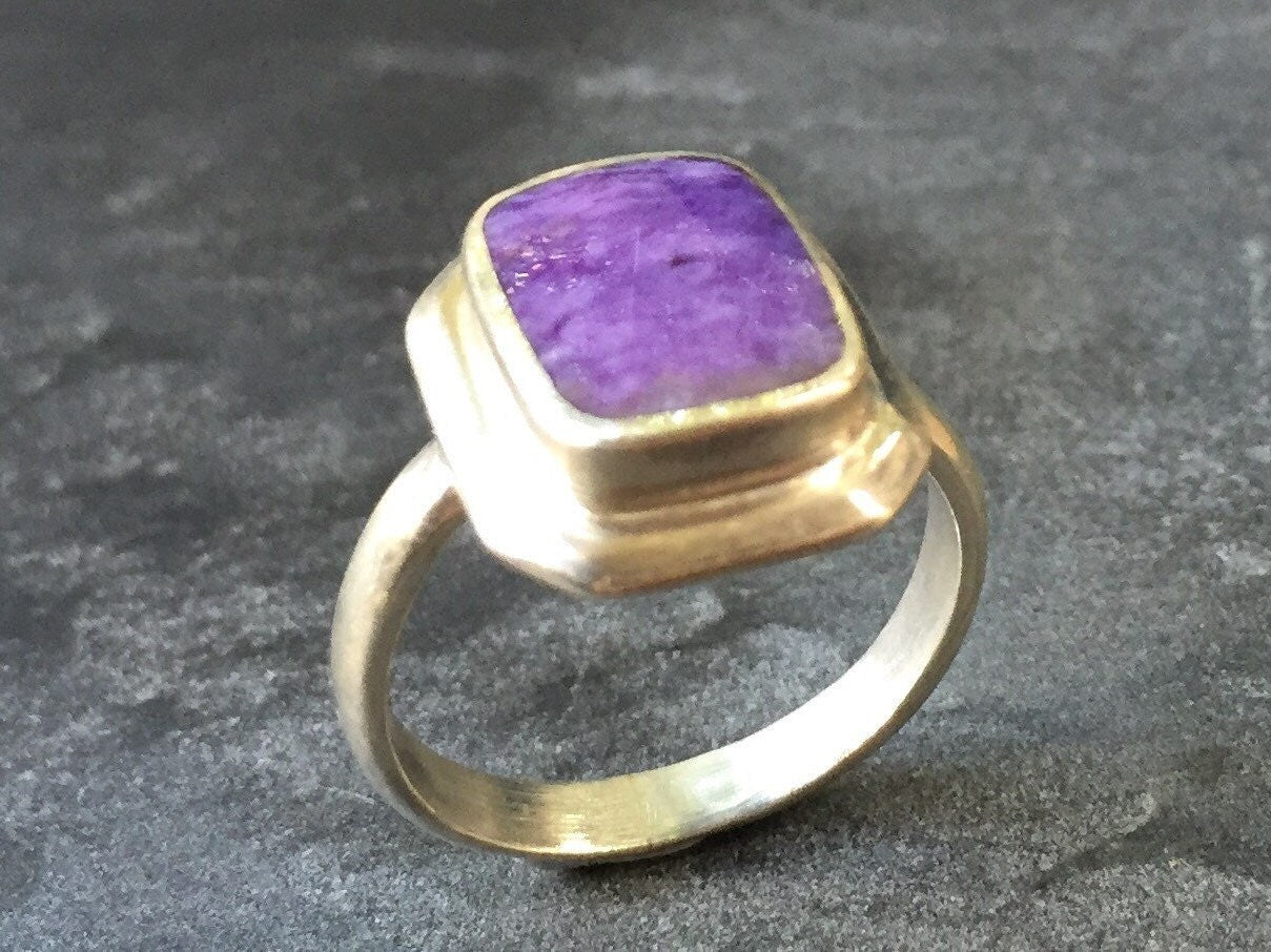 Charoite Ring, Natural Charoite, Scorpio Ring, Scorpio Birthstone, Healing Stones, Purple Ring, Violet Ring, Vintage Ring, Solid Silver Ring