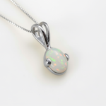Natural Australian Opal Pendant made in 925 Sterling Silver with Natural White Australian Opal in Prong setting, October Birthstone gift idea, symbolizes hope, purity, and truth, ideal for everyday wear and perfect for birthday gifting and special occasions.
