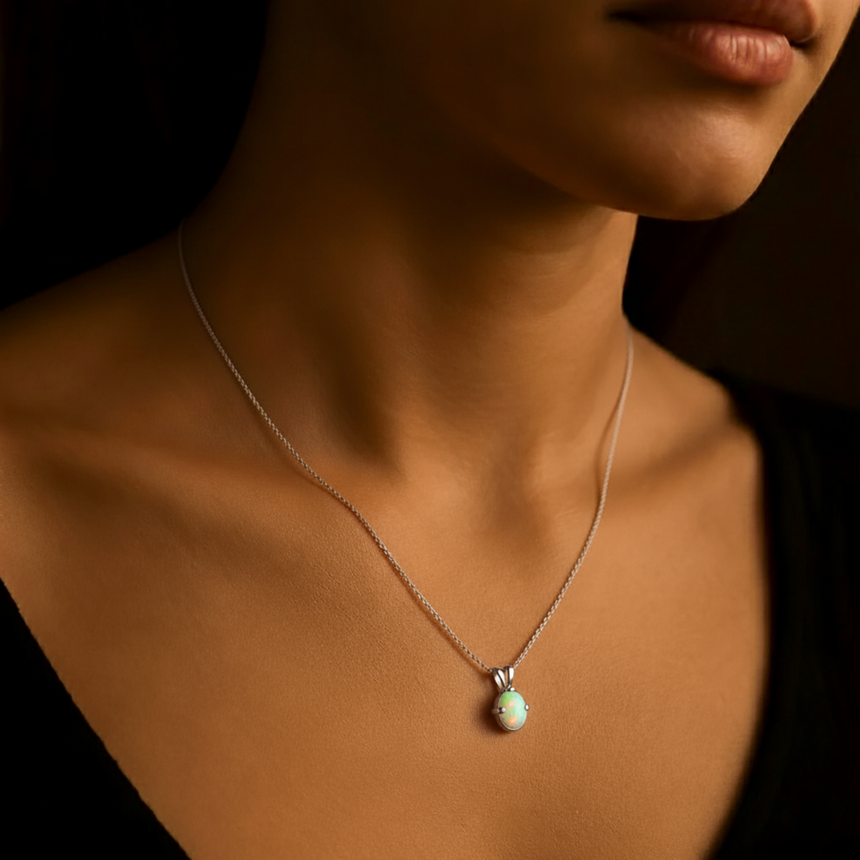 Elegant 925 Sterling Silver Natural Australian Opal Pendant, perfect for everyday wear and special occasions, symbolizes hope.