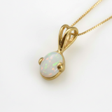 Natural Australian Opal Pendant made in 18k Gold Vermeil with Natural White Australian Opal in Prong setting, October Birthstone gift idea, symbolizes hope, purity, and truth, ideal for everyday wear and perfect for birthday gifting and special occasions.