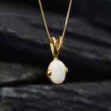 Gold Opal Pendant - Natural Australian Opal Necklace, October Birthstone Pendant