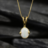 Gold Opal Pendant - Natural Australian Opal Necklace, October Birthstone Pendant