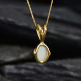 Gold Opal Pendant - Natural Australian Opal Necklace, October Birthstone Pendant