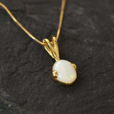 Gold Opal Pendant - Natural Australian Opal Necklace, October Birthstone Pendant