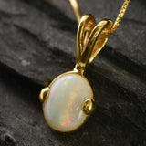 Gold Opal Pendant - Natural Australian Opal Necklace, October Birthstone Pendant