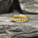 Gold Eternity Band - Chrome Diopside Ring - Green Stackable Ring