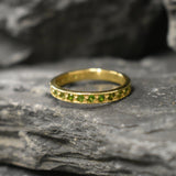 Gold Eternity Band - Chrome Diopside Ring - Green Stackable Ring