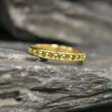 Gold Eternity Band - Chrome Diopside Ring - Green Stackable Ring