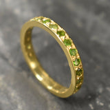 Gold Eternity Band - Chrome Diopside Ring - Green Stackable Ring