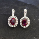 Chic Ruby Earrings in 925 Sterling Silver, Bezel-Set Red Ruby, perfect for celebrating July birthdays and special moments.