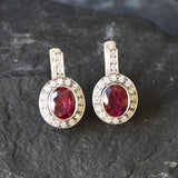 Beautiful Ruby Earrings in 925 Sterling Silver, featuring a vibrant Oval Red Ruby, perfect for special occasions and daily elegance.