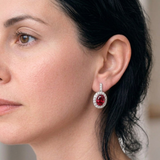 Elegant Ruby Earrings in 925 Sterling Silver, Bezel-Set Red Ruby, July Birthstone, perfect for daily wear and special gifts.