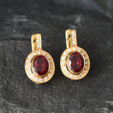 Vintage Ruby Earrings - Gold Ruby Earrings, July Birthstone Earrings