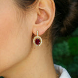 Vintage Ruby Earrings - Gold Ruby Earrings, July Birthstone Earrings