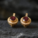 Vintage Ruby Earrings - Gold Ruby Earrings, July Birthstone Earrings